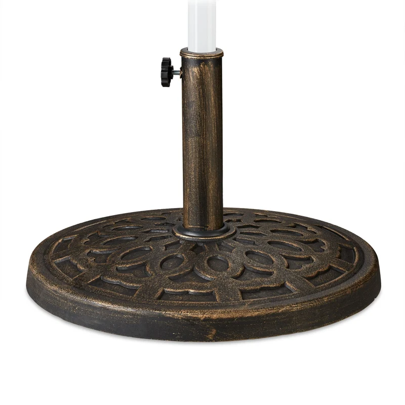 Pied de parasol rond pratique et décoratif jardin terrasse balcon 40 x 40 x 10 cm en fonte gris 13_0008270