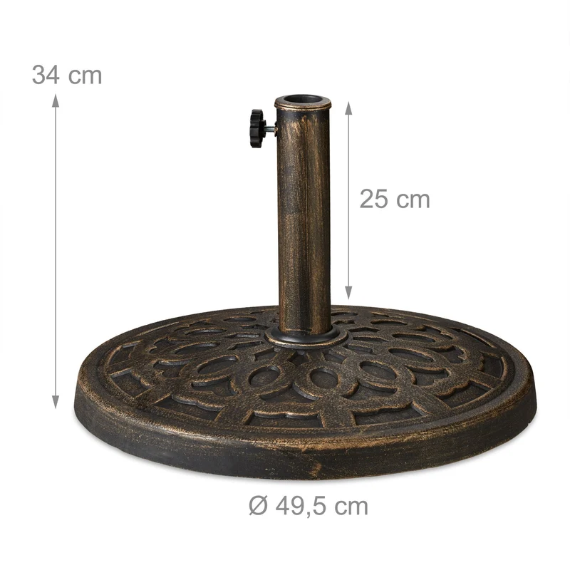 Pied de parasol rond pratique et décoratif jardin terrasse balcon 40 x 40 x 10 cm en fonte gris 13_0008270