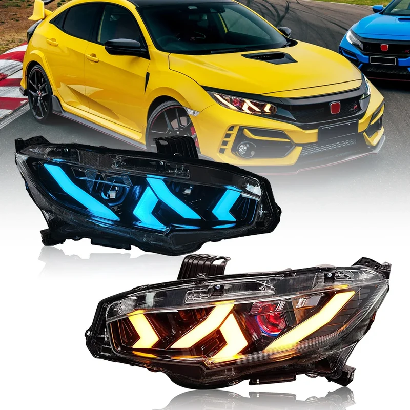 Phares LED Honda Civic Double Lentille RGB