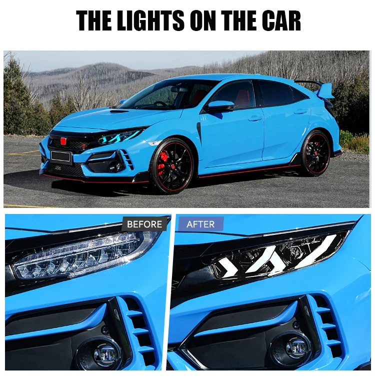 Phares LED Honda Civic Double Lentille RGB