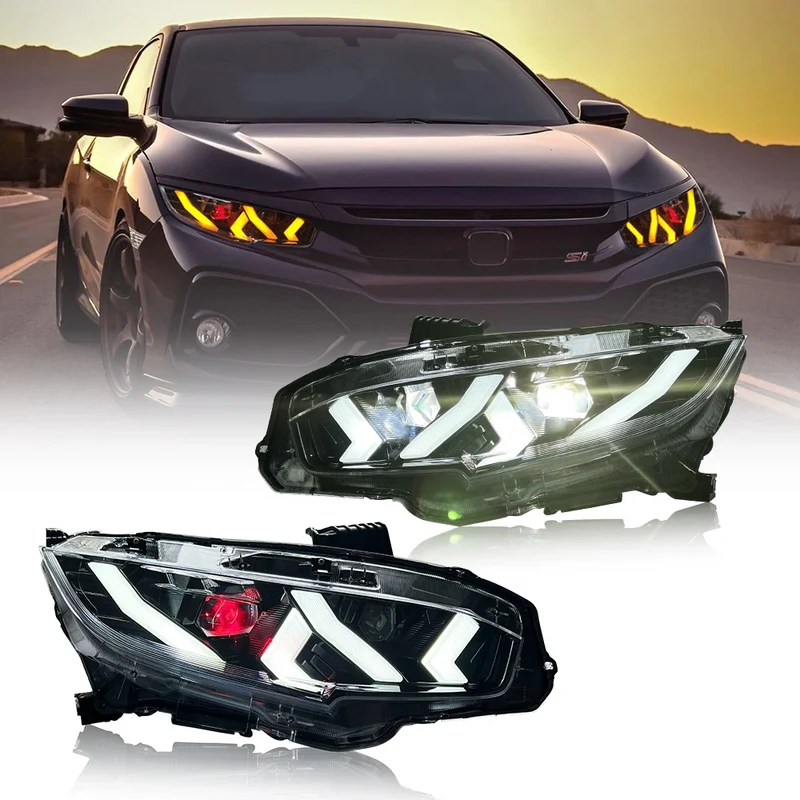 Phares LED Honda Civic Double Lentille RGB