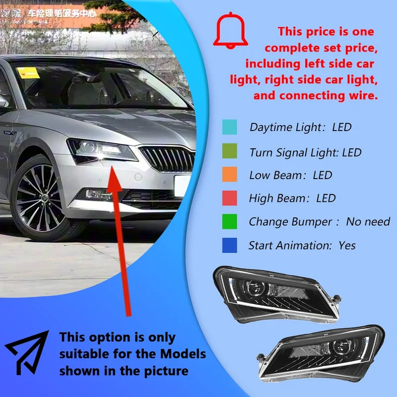 Phares LED Skoda Superb Animation Démarrage
