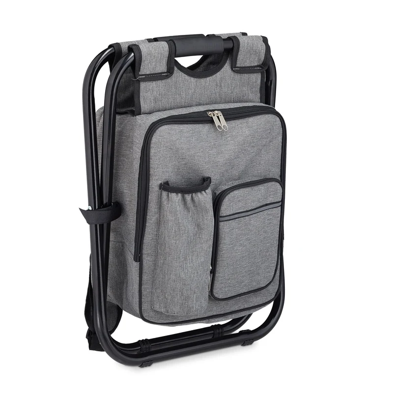 Lot de 1 tabouret pliant confortable camping 30 x 30 x 40 cm avec poche pratique en polyester noir 13_0008529