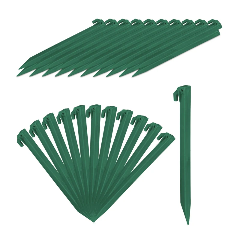 Lot de 32 piquets de fixation pour bâches et tentes 31 x 3,5 x 2 cm en plastique noir 13_0008771