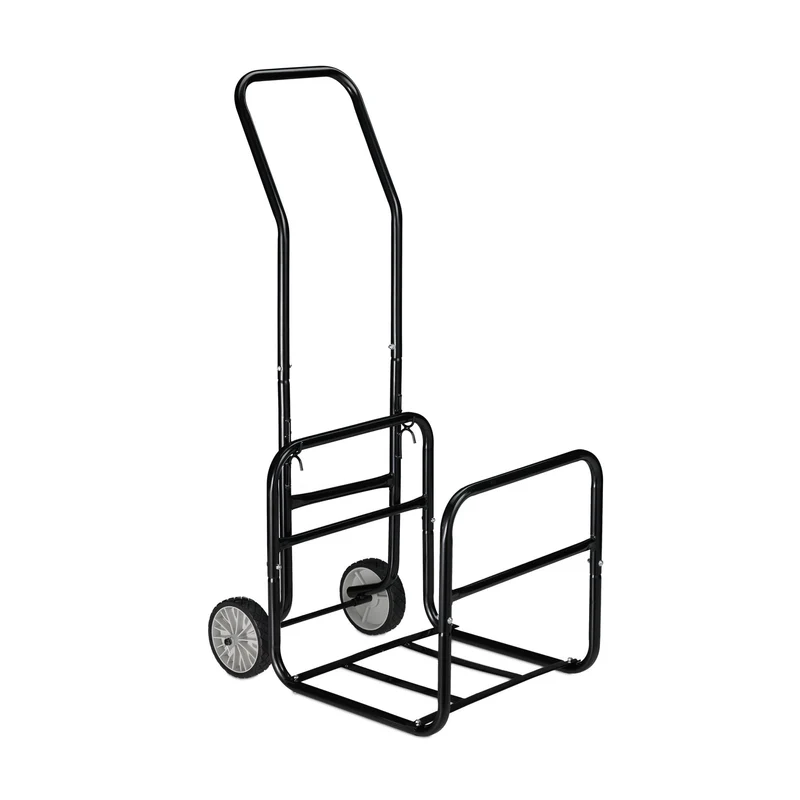 Chariot à bois pratique 2 en 1 transport bûches 100 x 50 x 60 cm en acier noir 13_0008414