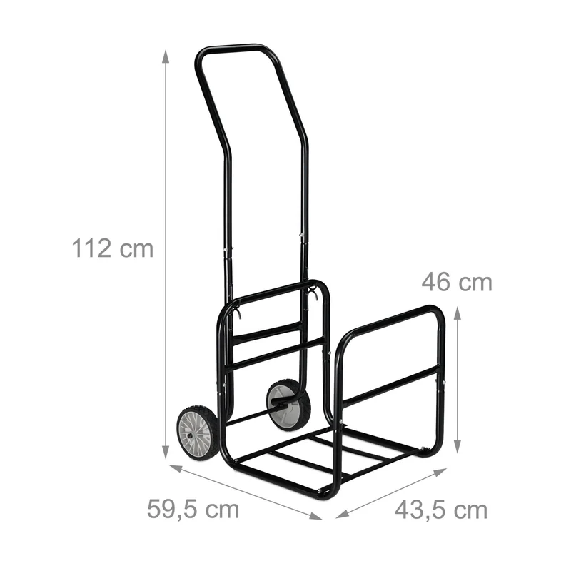 Chariot à bois pratique 2 en 1 transport bûches 100 x 50 x 60 cm en acier noir 13_0008414