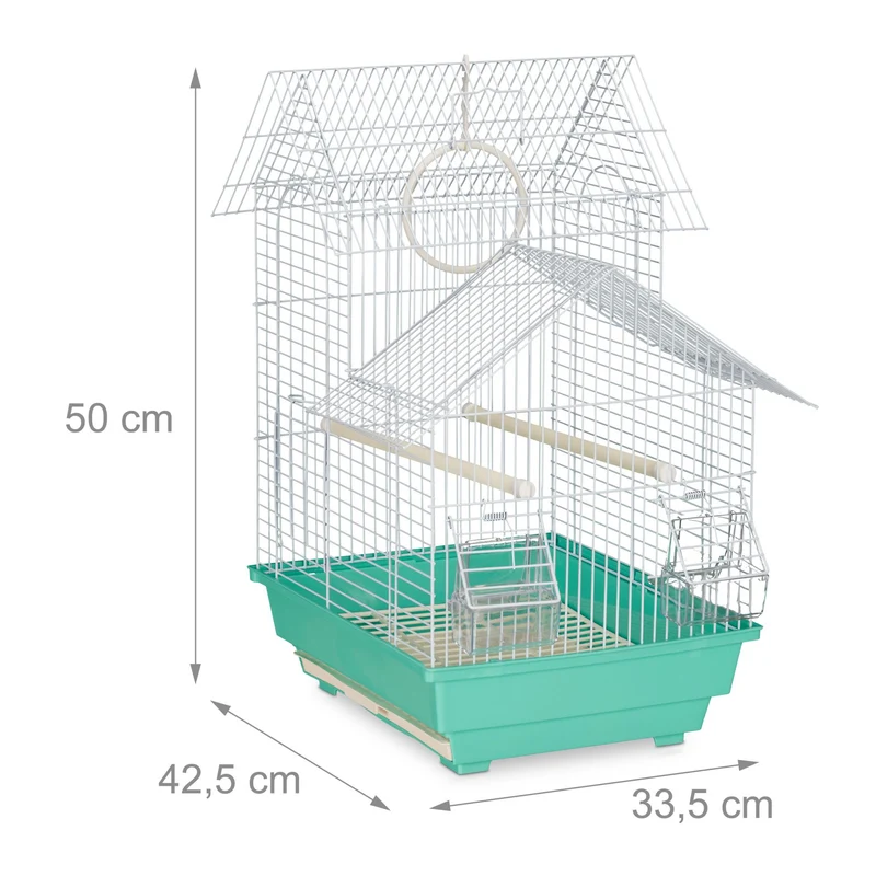 Cage à oiseaux pour canaris et pinsons 50 x 42,5 x 33,5 cm avec nettoyage facile design décoratif en acier noir 13_0009841
