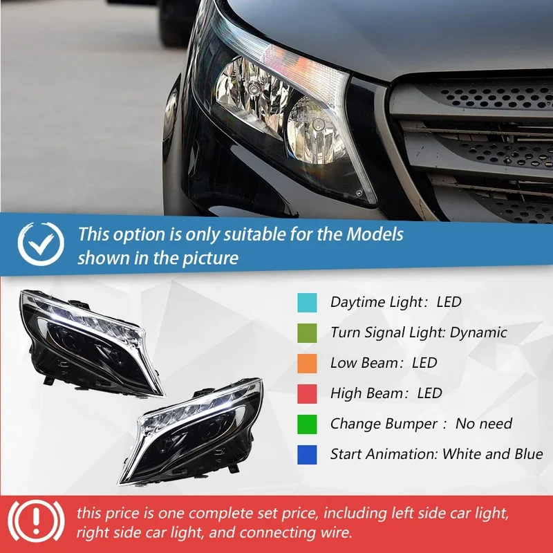 Phares LED Mercedes Vito W447 Classe V 2016-2023 Look Premium