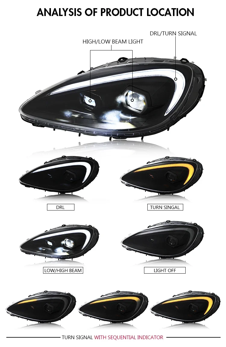 Phares LED Chevrolet Corvette C6 2005-2013 Signal Séquentiel