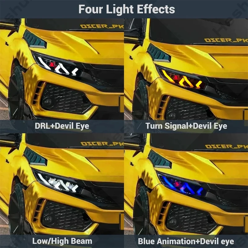 Phares LED Honda Civic FK7 FK8 Type R Touring (2016-2021) Demon Eyes