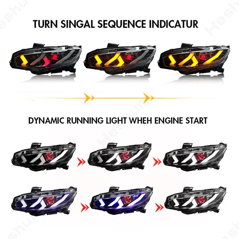 Phares LED Honda Civic FK7 FK8 Type R Touring (2016-2021) Demon Eyes