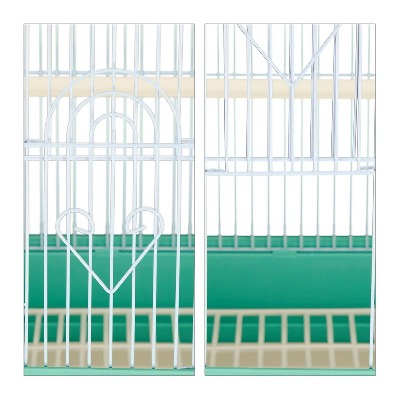 Cage à oiseaux rectangulaire pratique pour perruches 49 x 39,5 x 32 cm avec mangeoires amovibles en métal noir 13_0009842