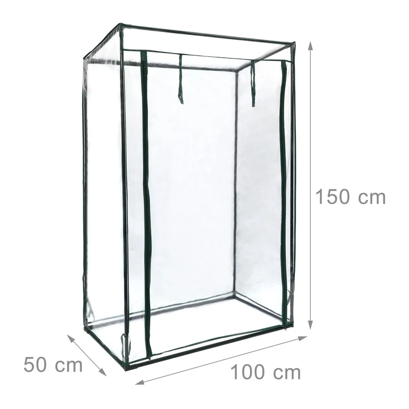 Serre de jardin pour tomates avec porte inclinée 150 x 100 x 50 cm protection intempéries en PVC transparent 13_0009123