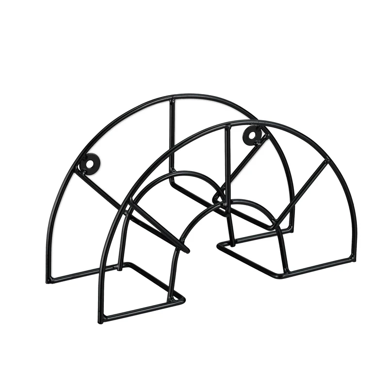 Support tuyau d'arrosage mural rond gain de place 30 x 30 x 10 cm en acier noir 13_0009353