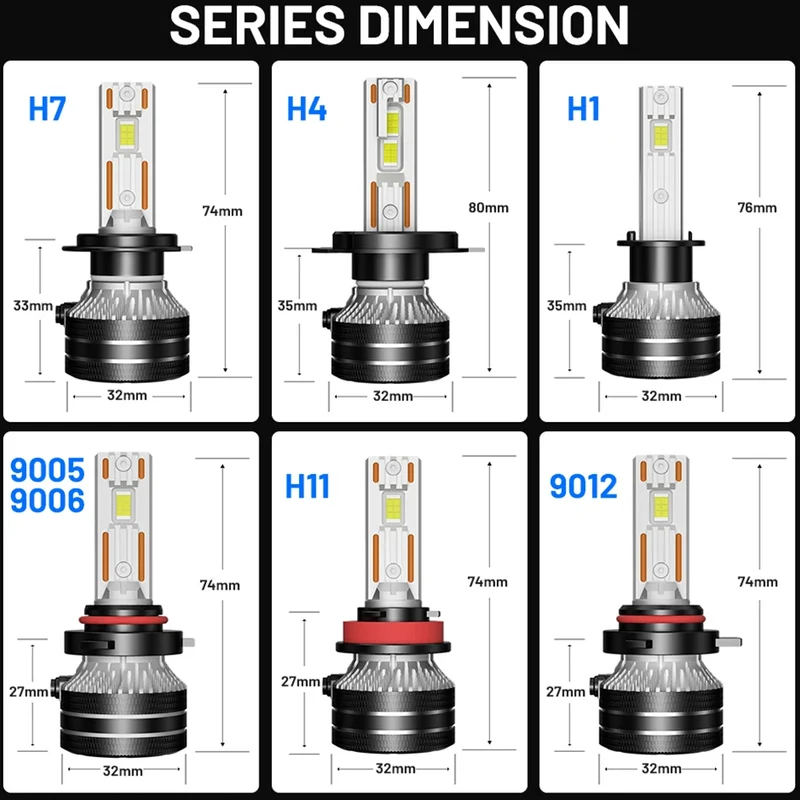 Ampoules Phares LED Canbus H4 H7 H11 H1 9005 9006 9012 Universelles
