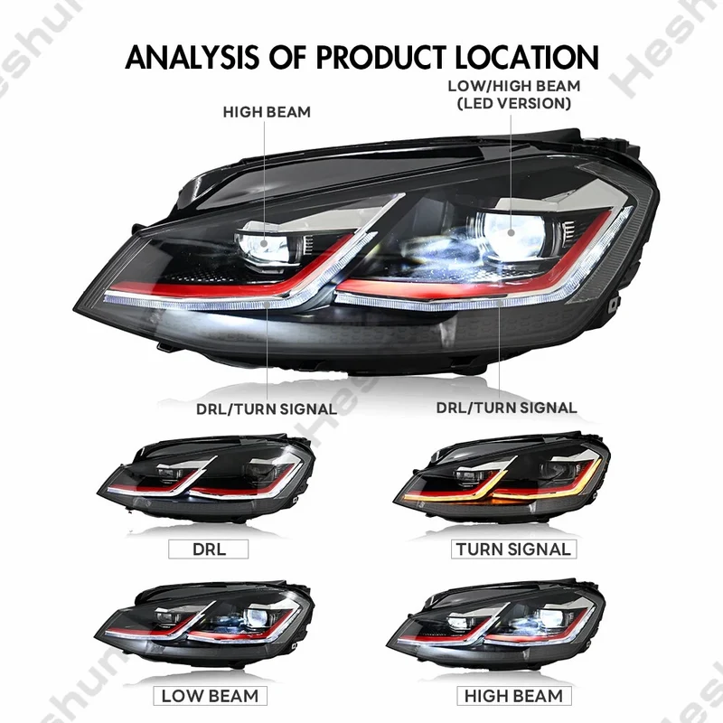 Phares LED Volkswagen Golf 7 MK7 GTI Look R-Line