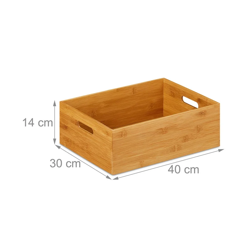 Boîte de rangement multifonctionnelle salon cuisine salle de bain 14 x 40 x 30 cm en bambou naturel 13_0009738