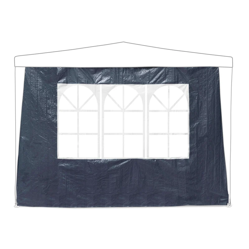 Lot de 4 parois latérales pour pavillon jardin protection contre intempéries 3 x 2 fenêtres en PE bleu 13_0010657