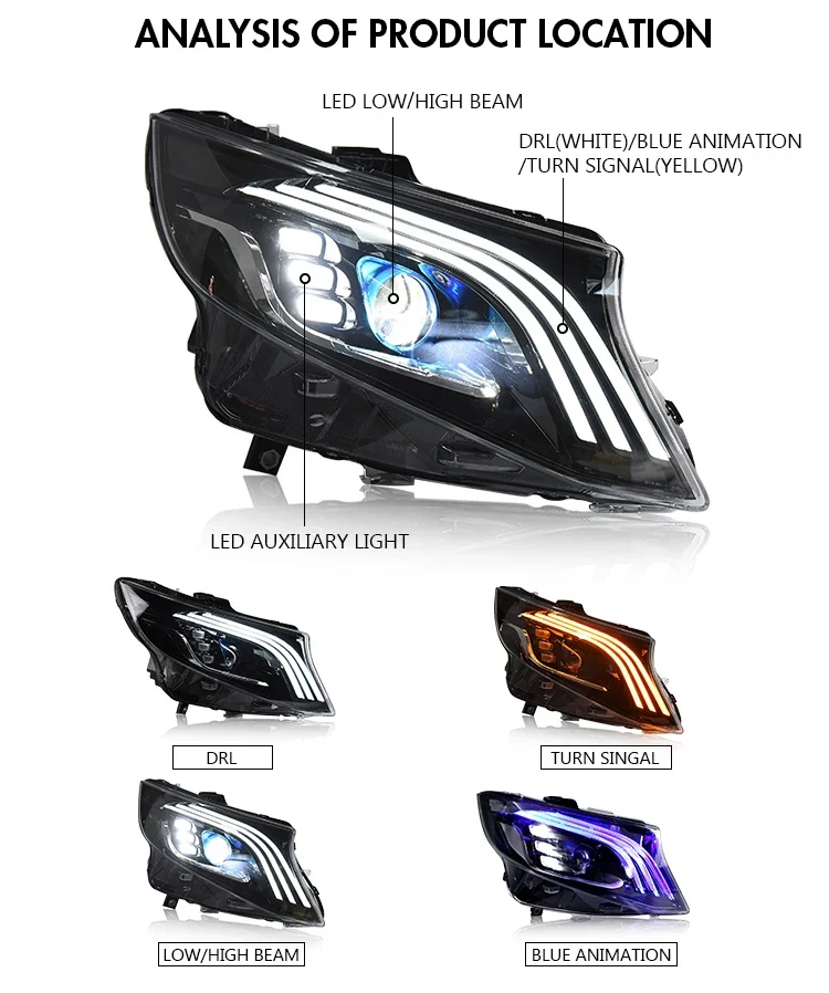 Phares LED Mercedes Vito V-Class W447 Look Maybach
