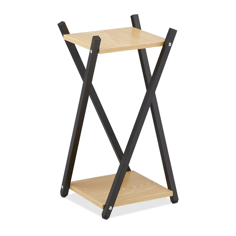 Étagère à plantes géométrique 57 x 29 x 29 cm design élégant intérieur en MDF effet bois noir 13_0010954