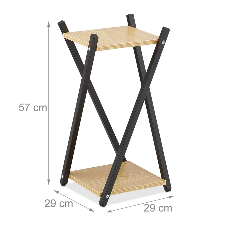 Étagère à plantes géométrique 57 x 29 x 29 cm design élégant intérieur en MDF effet bois noir 13_0010954