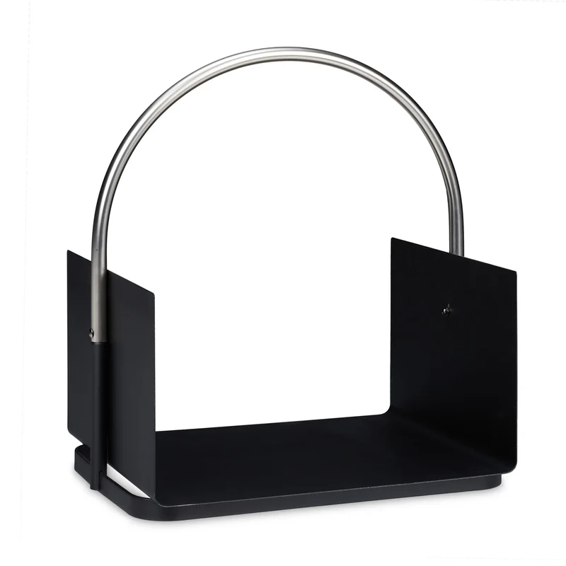 Panier porte-bûches carré élégant rangement cheminée 40 x 40 x 40 cm en acier noir 13_0009263