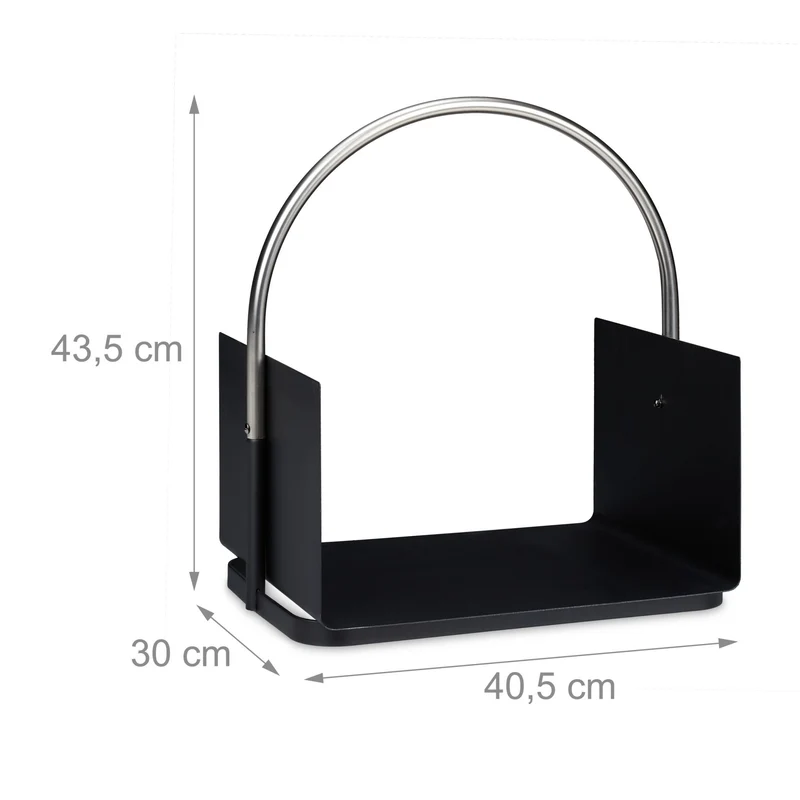 Panier porte-bûches carré élégant rangement cheminée 40 x 40 x 40 cm en acier noir 13_0009263