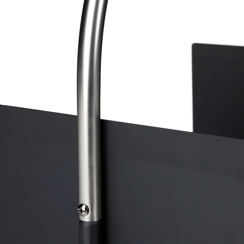 Panier porte-bûches carré élégant rangement cheminée 40 x 40 x 40 cm en acier noir 13_0009263