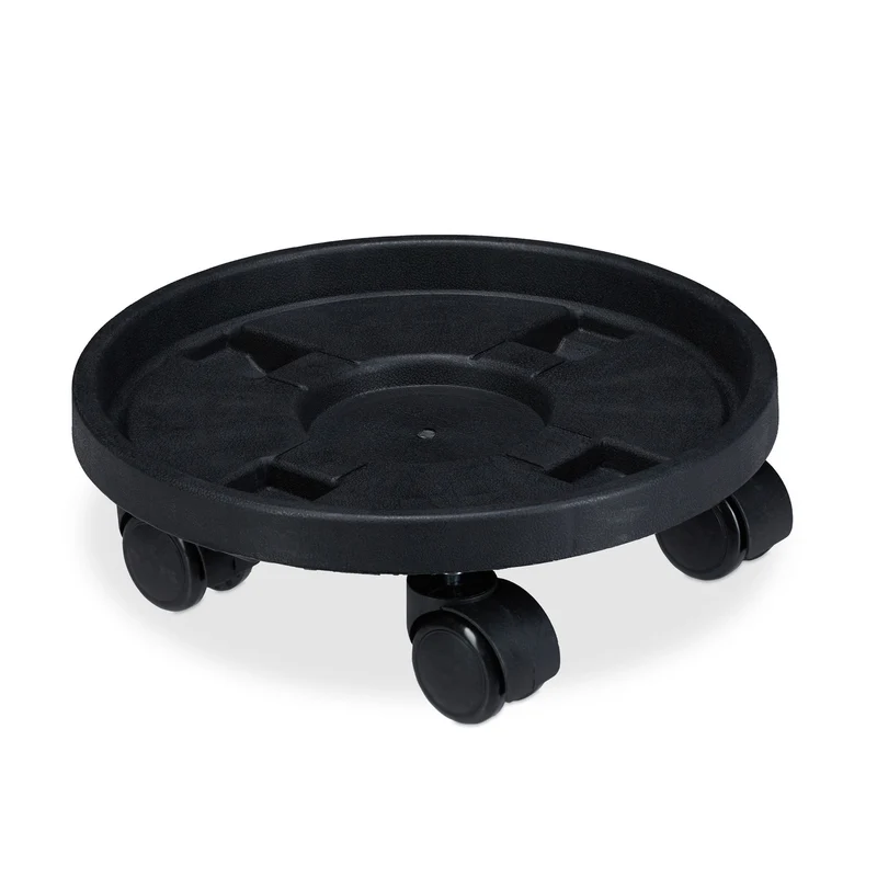 Support à plantes sur roulettes pour intérieur extérieur 27,5 cm pratique finition épurée en plastique noir 13_0009255