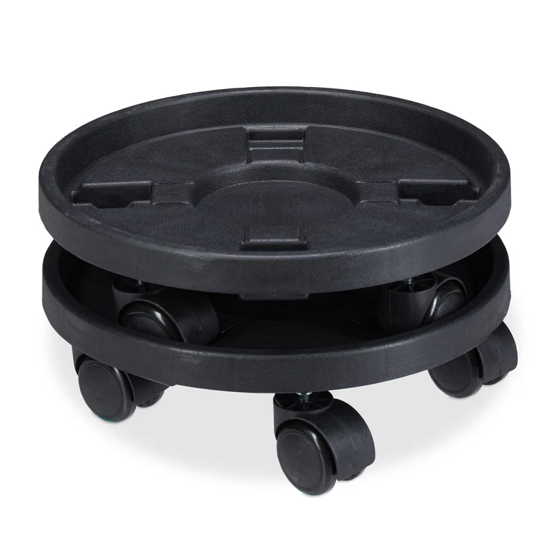 Support à plantes sur roulettes pour intérieur extérieur 27,5 cm pratique finition épurée en plastique noir 13_0009255