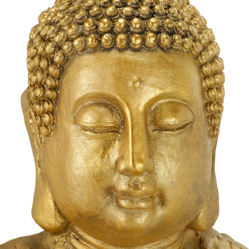 Statue de Bouddha décorative méditante pour jardin terrasse 60 x 30 x 25 cm en polyrésine doré 13_0010569