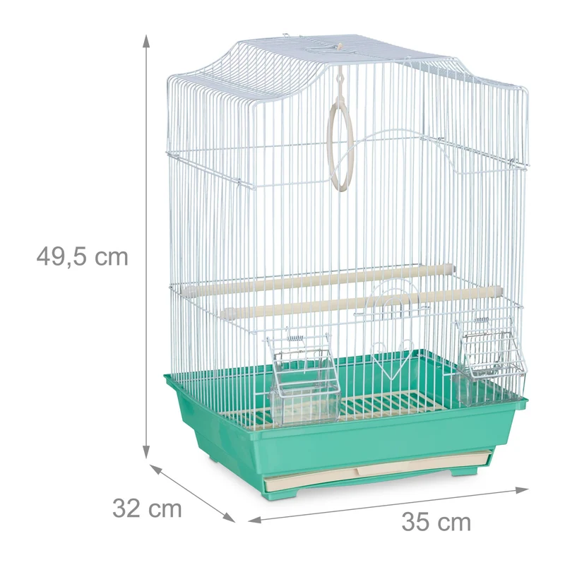 Cage à oiseaux confortable avec perchoirs et balançoire 49,5 x 35 x 32 cm en acier gris 13_0009840