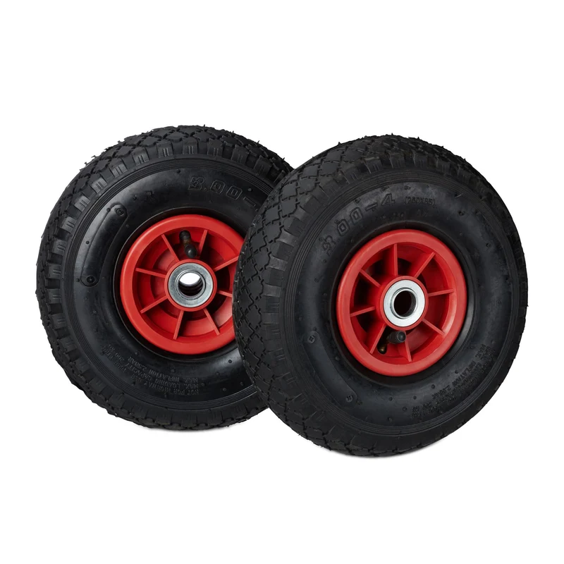 Lot de 2 roues de brouette en caoutchouc pour chariot jardin 26 x 8,5 cm usage facile surface profilée en plastique gris 13_0007198