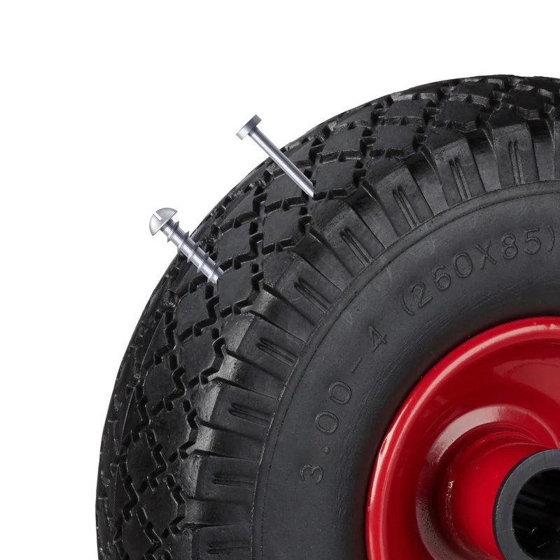 Lot de 2 roues de brouette renforcées increvables 26 x 8,5 cm transport confortable en caoutchouc noir 13_0007234