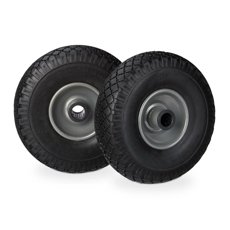 Lot de 2 roues de brouette increvables 26 x 8,5 cm confort de transport finition robuste en caoutchouc noir 13_0007235