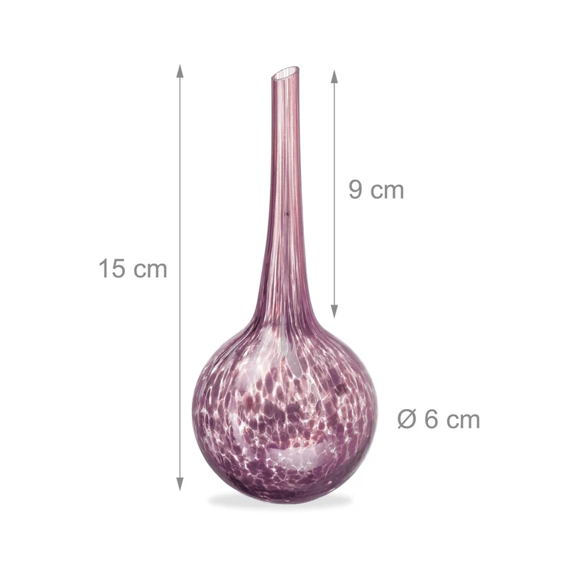 Lot de 2 globes d'arrosage décoratifs pour plantes intérieur 15 x 6 cm arrosage prolongé en verre rose 13_0007245