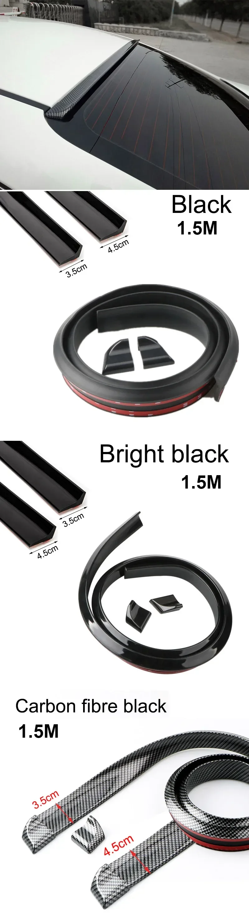 Becquet Universel Souple 1.5m Look Carbone Noir Mat Brillant
