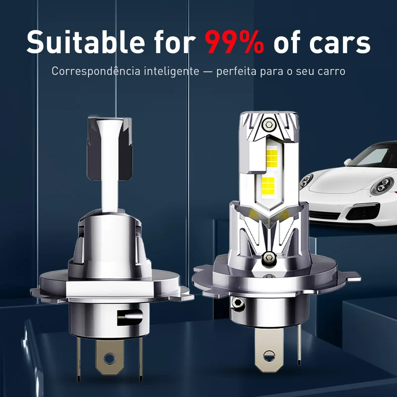 Ampoule LED Phare Mini Sans Fil H7 H4 6500K Universelle