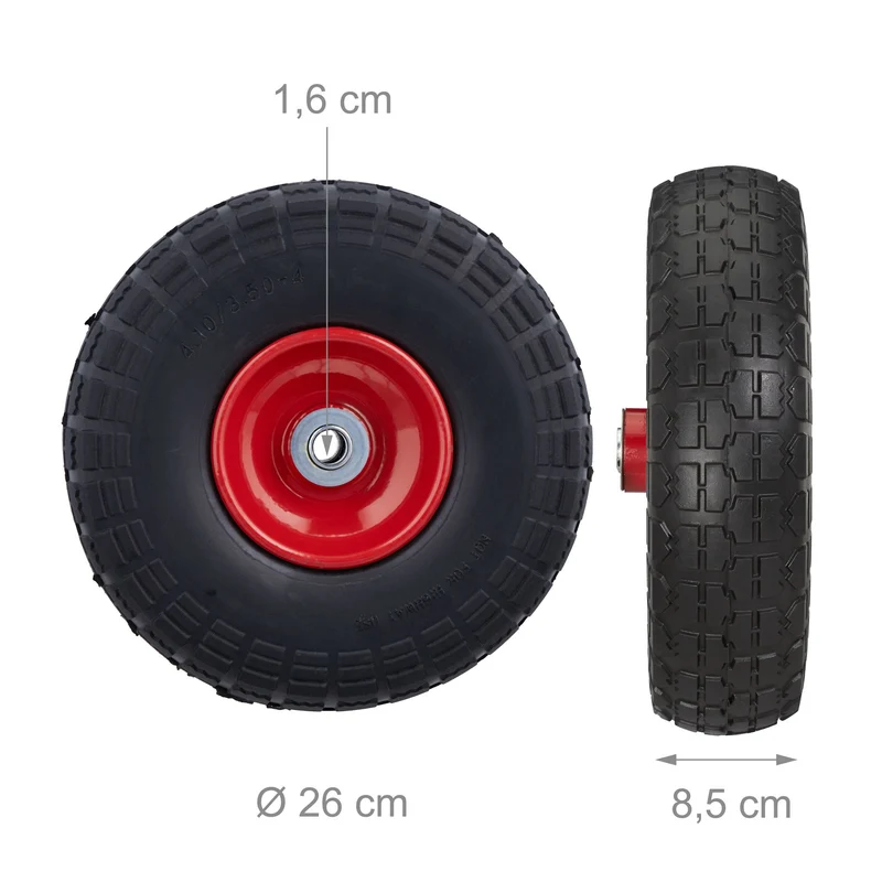 Lot de 2 roues de diable increvables 26 x 8,5 cm confort de mobilité acier noir 13_0009510