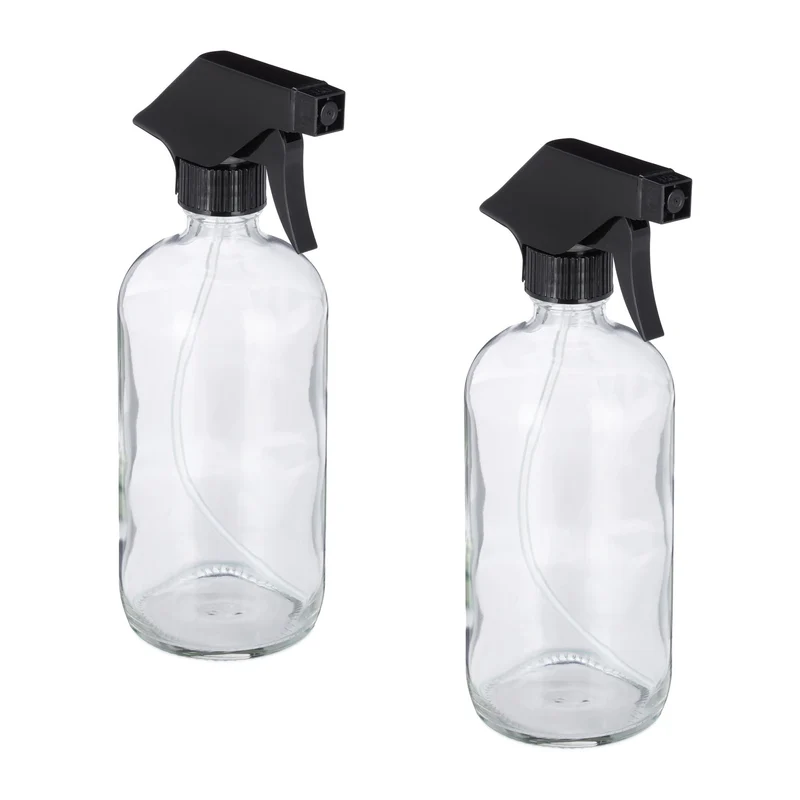 Lot de 2 pulvérisateurs en verre transparent 22 x 7 x 10 cm usage cosmétique et jardin style contemporain 13_0009302