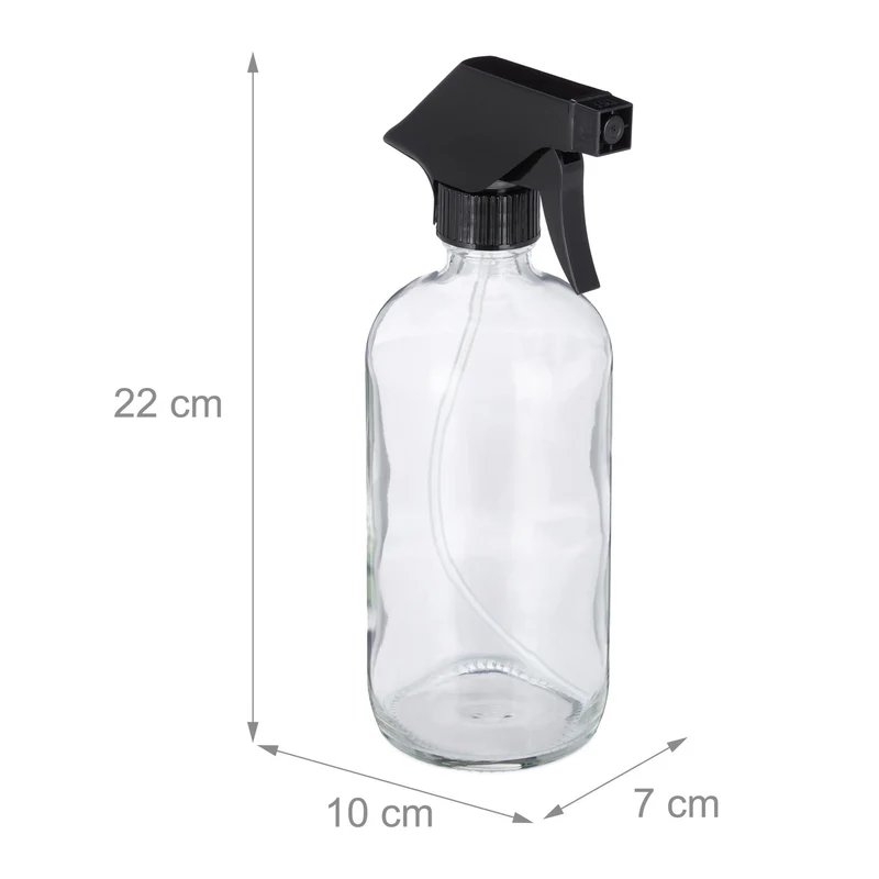 Lot de 2 pulvérisateurs en verre transparent 22 x 7 x 10 cm usage cosmétique et jardin style contemporain 13_0009302