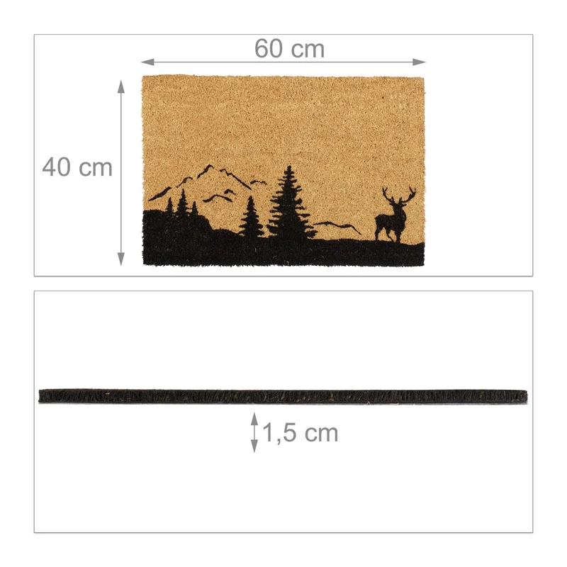 Paillasson de porte en fibres de coco 75 x 45 cm antidérapant décoratif nature en coco marron 13_0009116