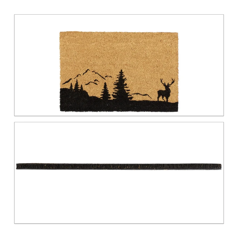 Paillasson de porte en fibres de coco 75 x 45 cm antidérapant décoratif nature en coco marron 13_0009116