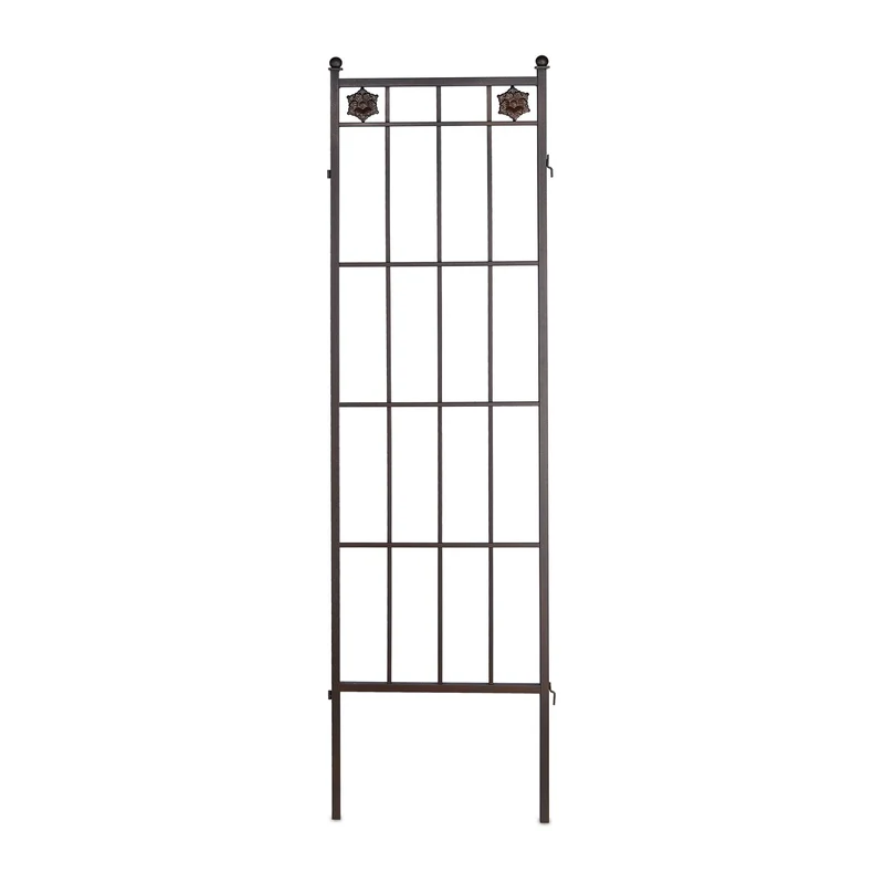 Lot de 2 treillis de jardin design vintage rectiligne brise-vue 100 x 50 cm en métal marron 13_0010573