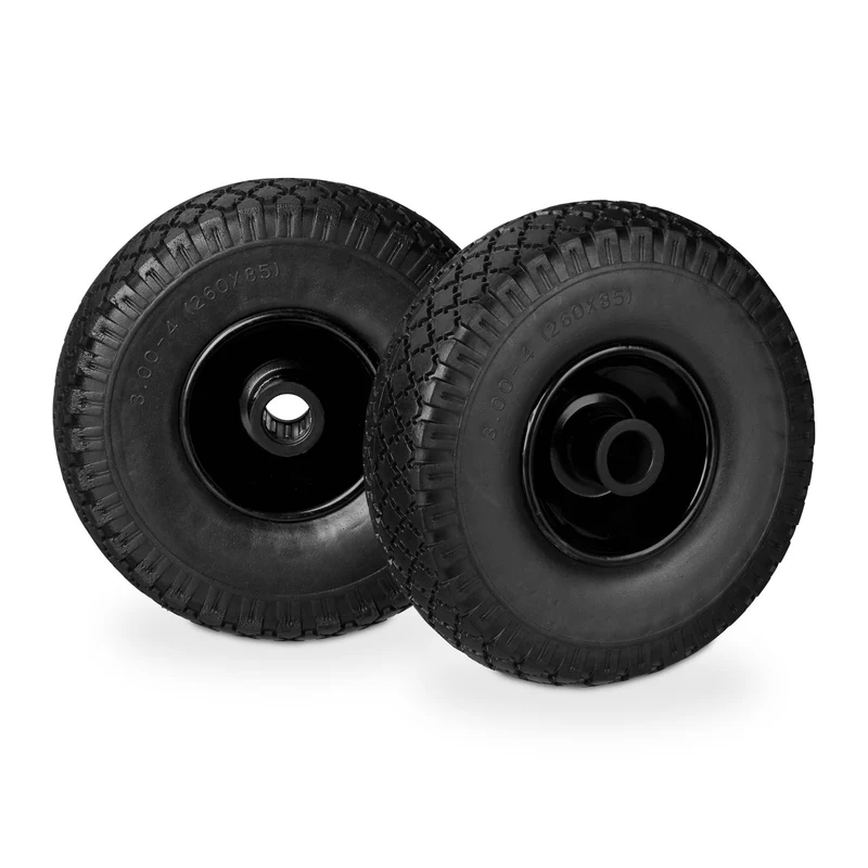 Lot de 2 roues de brouette increvables 26 x 8,5 cm confort de transport jardin en caoutchouc noir 13_0007239