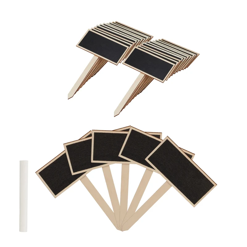 Lot de 24 panneaux décoratifs pour plantes réutilisables jardin balcon 14 x 9 x 0,5 cm en bois naturel 13_0008067