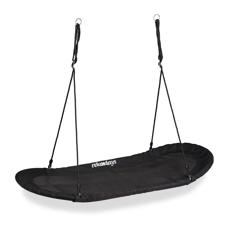 Balançoire nid d'oiseau pour jardin surface d'assise confortable 200 x 100 cm en polyester noir 13_0008558