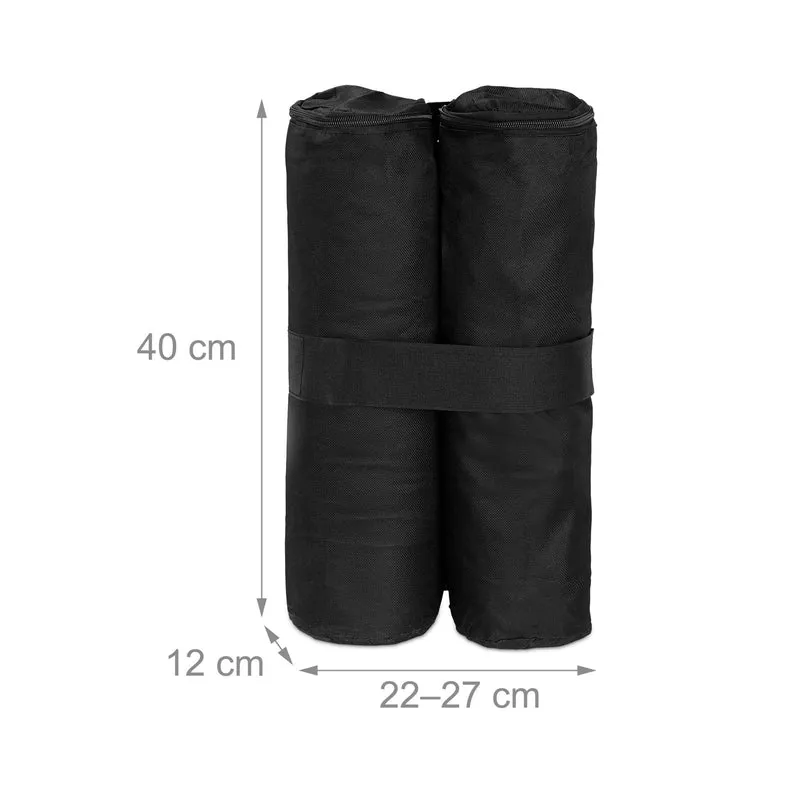 Lot de 4 sacs de lestage pour tentes et pavillons extérieur solide avec poignée 40 x 40 x 10 cm en tissu oxford noir 13_0008012