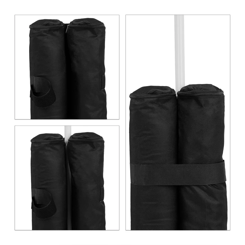 Lot de 4 sacs de lestage pour tentes et pavillons extérieur solide avec poignée 40 x 40 x 10 cm en tissu oxford noir 13_0008012