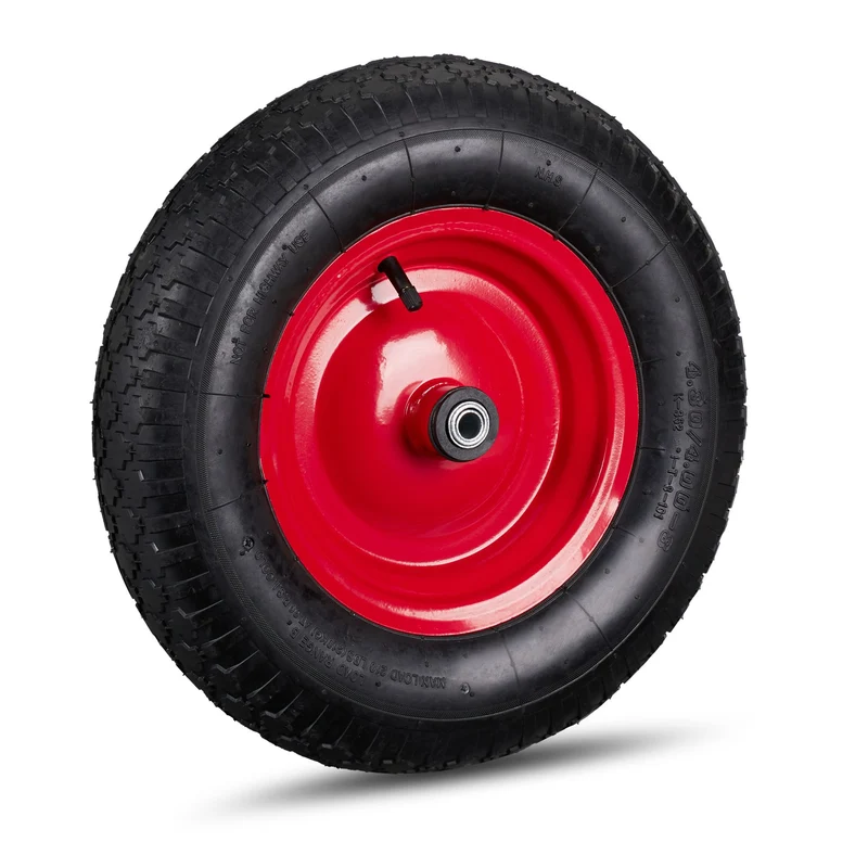 Roue de brouette caoutchouc 39 x 9 cm avec jante en acier solide transport aisée en jardin en caoutchouc noir 13_0007844